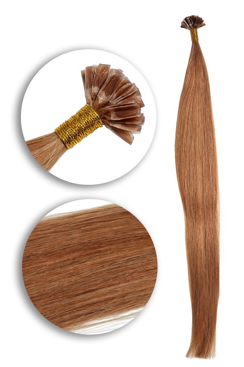 25 Keratin Bonding Hair Extensions aus 100% Echthaar in hellbraun #12