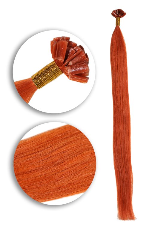 25 Keratin Bonding Hair Extensions aus 100% Echthaar in rot-braun #130