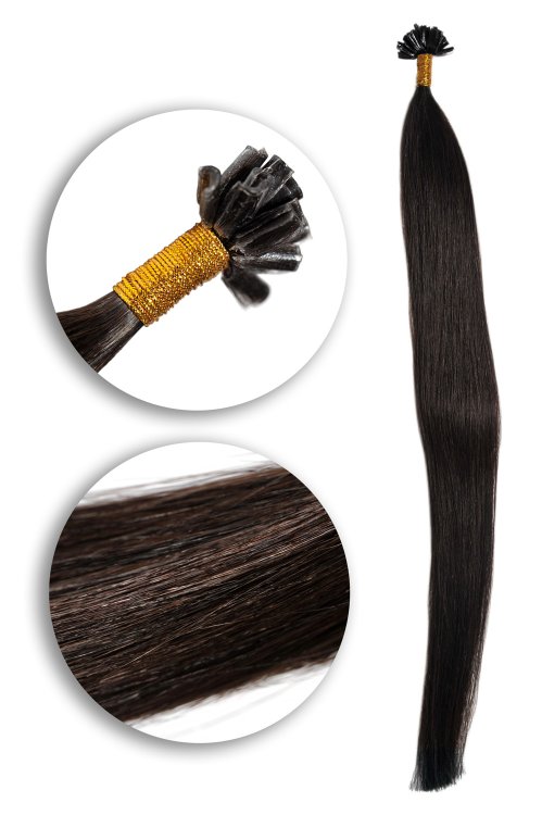 25 Keratin Bonding Hair Extensions 100% aus Echthaar in dunkelbraun #2
