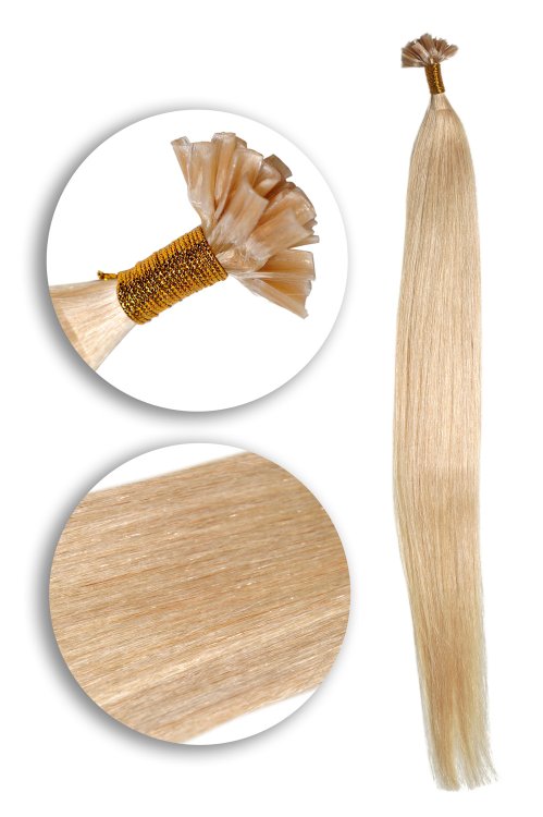 25 Keratin Bonding Hair Extensions aus 100% Echthaar in hellblond #60A