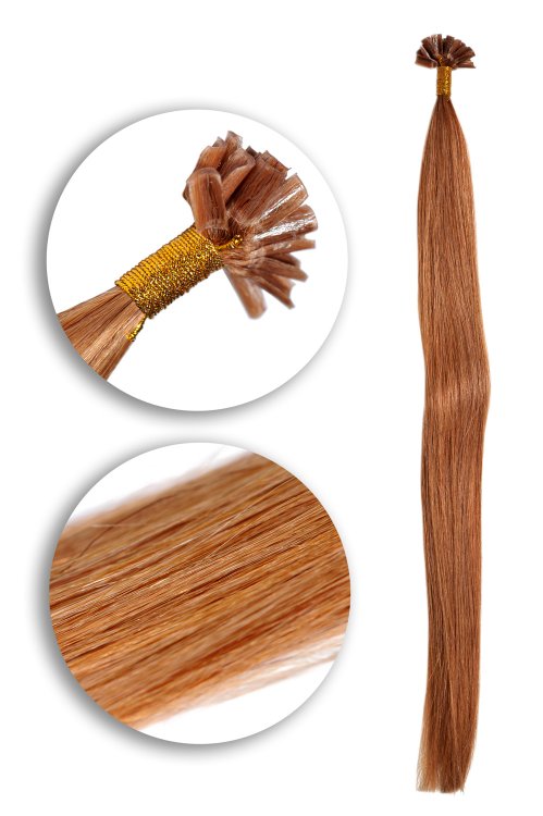 25 Keratin Bonding Hair Extensions aus 100% Echthaar in hellbraun #8