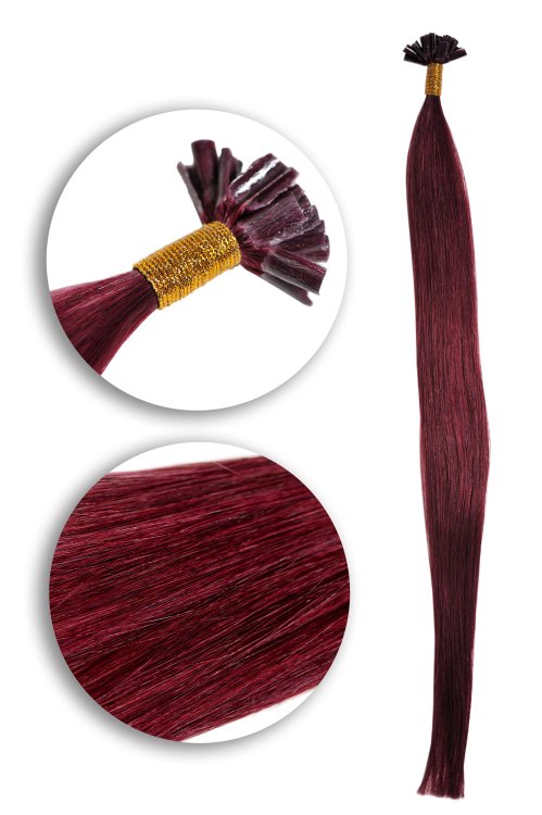 25 Keratin Bonding Hair Extensions aus 100% Echthaar in baun-rot #99J