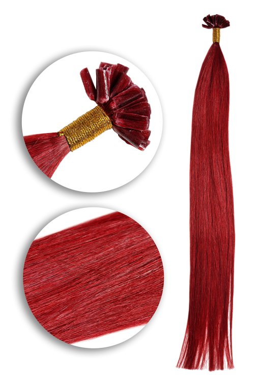 25 Keratin Bonding Hair Extensions aus 100% Echthaar Rot