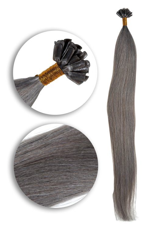 25 Keratin Bonding Hair Extensions aus 100% Echthaar #Grau
