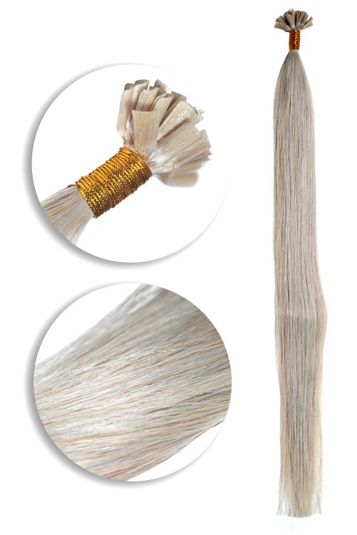 25 Keratin Bonding Hair Extensions aus 100% Echthaar in silber
