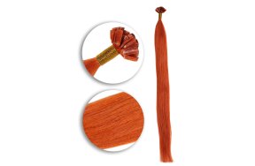 25 Keratin Bonding Hair Extensions aus 100% Echthaar in rot-braun #130