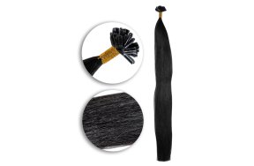 25 Keratin Bonding Hair Extensions 100% aus Echthaar in schwarz #1B