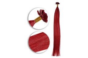 25 Keratin Bonding Hair Extensions aus 100% Echthaar in rot