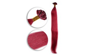 25 Keratin Bonding Hair Extensions aus 100% Echthaar in rot-rosa #BG