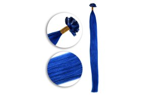 25 Keratin Bonding Hair Extensions aus 100% Echthaar in blau