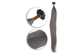 25 Keratin Bonding Hair Extensions aus 100% Echthaar #Grau