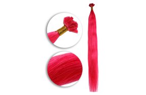 25 Keratin Bonding Hair Extensions aus 100% Echthaar in rosa